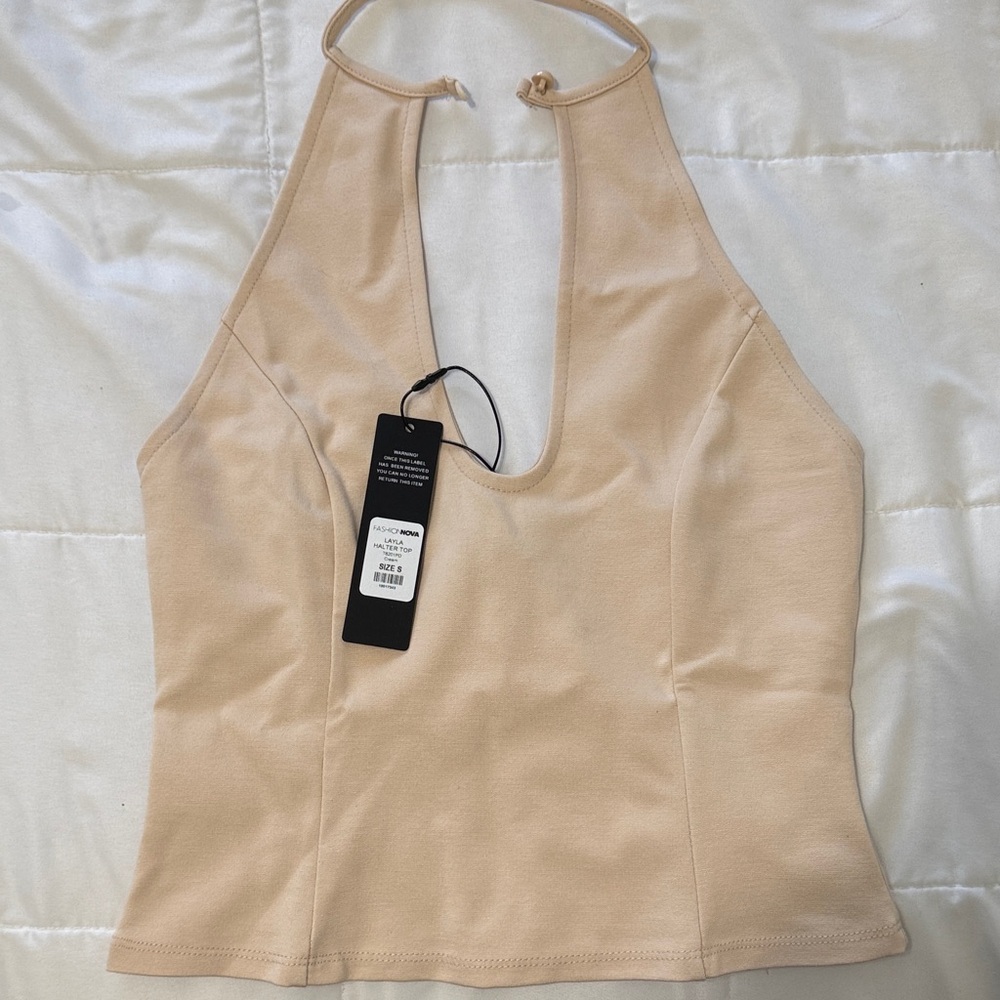 Fashion Nova Cream Halter Top